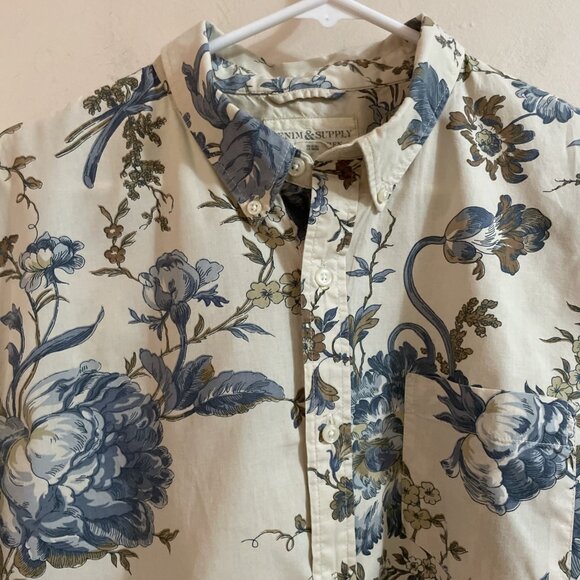 VTG Ralph Lauren Denim & Supply Tropical Button Front Shirt Men XL Blue Hawaiian - Picture 2 of 9